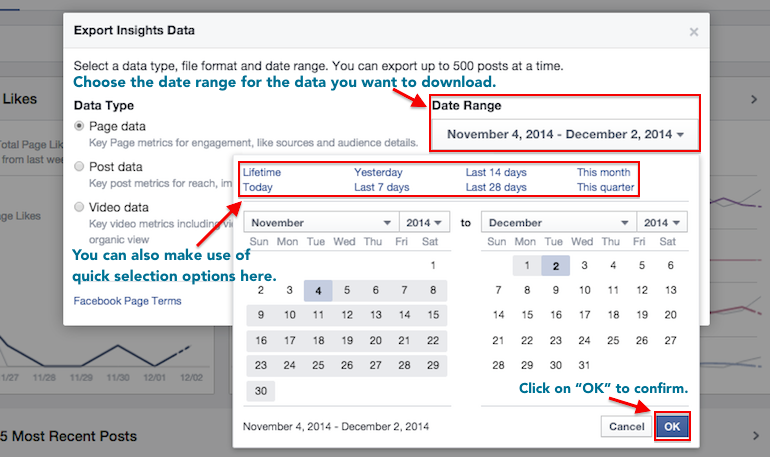 Choose a date range which you want to download